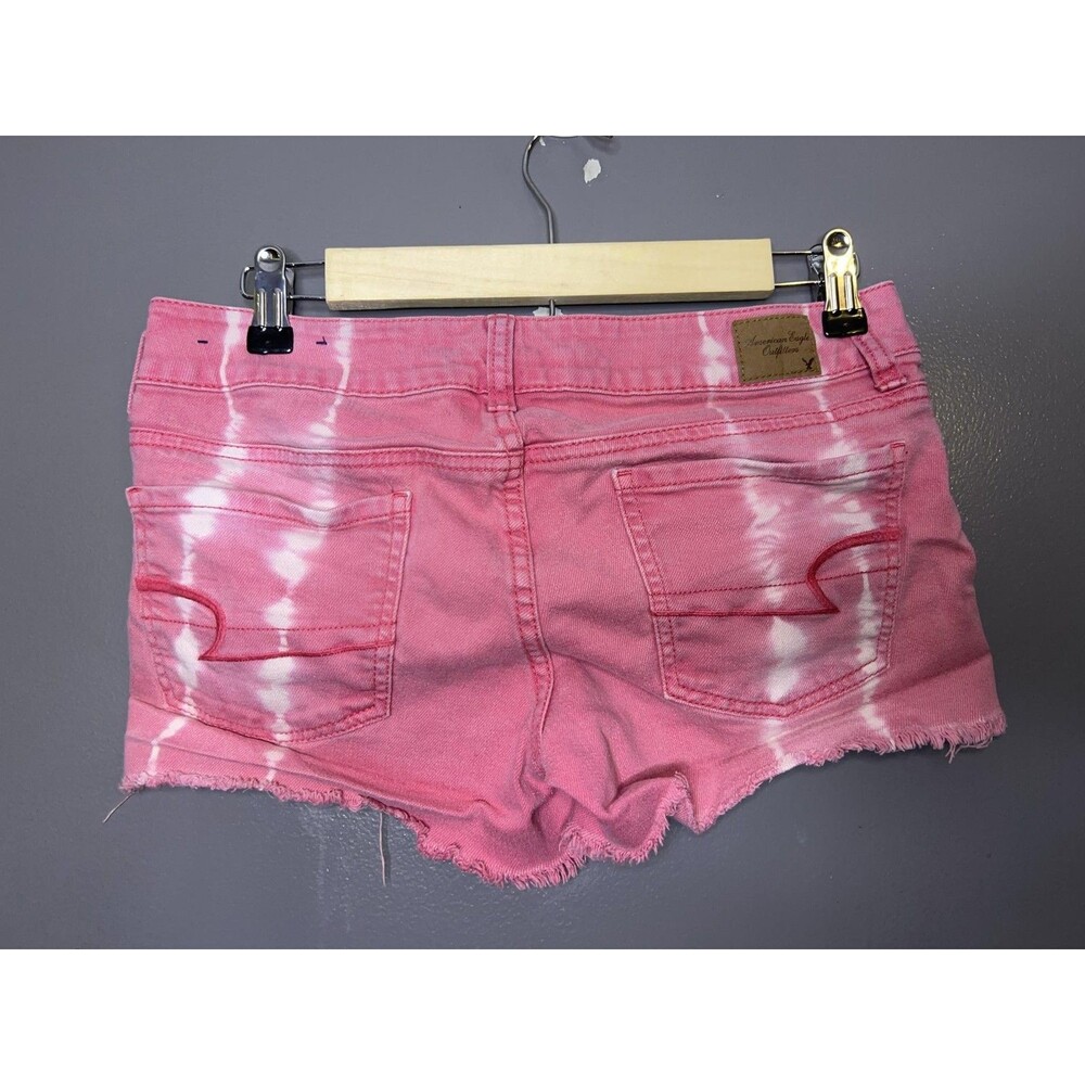 American Eagle Shorts Womens 6 Pink Tie Dye Cut Off Frayed Hem Stretch Denim - Picture 2 of 5